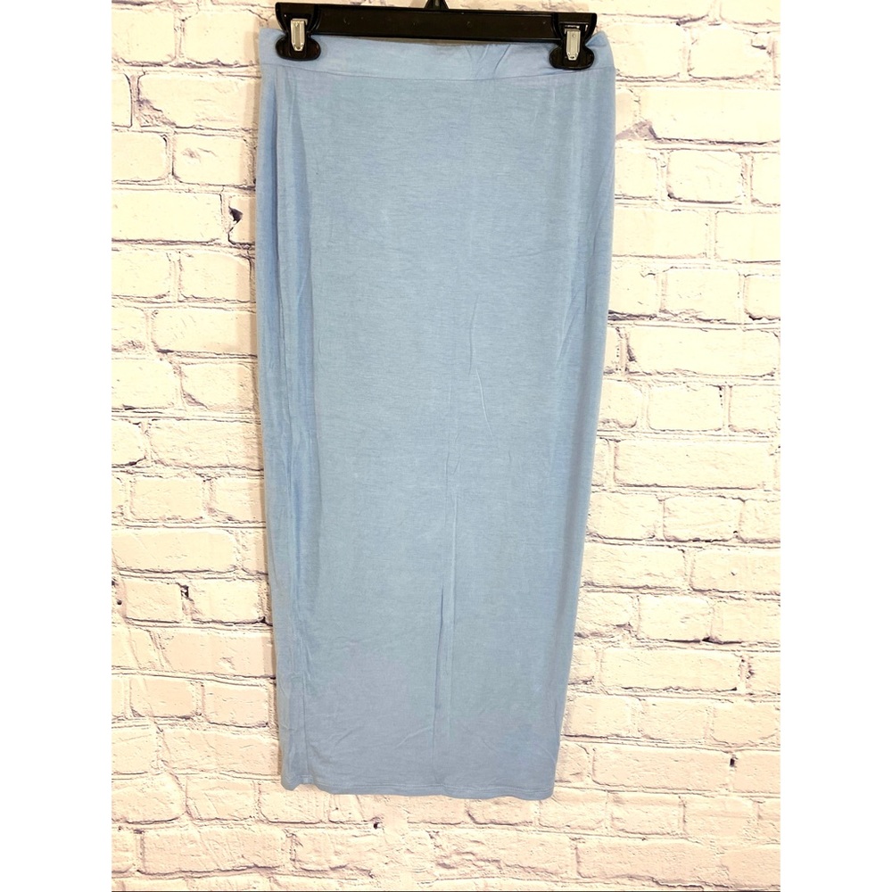 Fashion Nova Light Blue Midi Bodycon Skirt